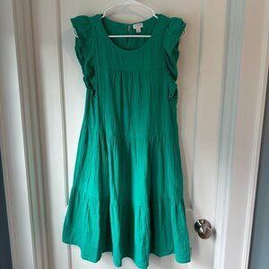 J.Crew women's 3 tier green dress - size M